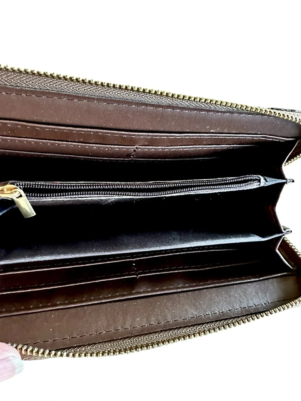 Leopard Print Zip-Around Wristlet Wallet - Brown